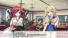 pretty girl with big boobs in a funny comic battle scene