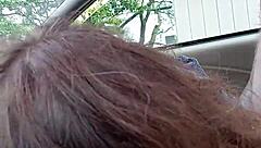 giving morning blowjob to my buddy in the car, deepthroating his monster cock