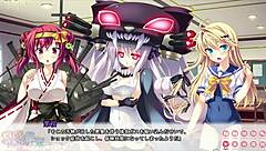 pretty girl with big boobs in a funny comic battle scene