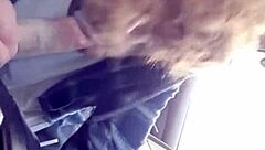 giving morning blowjob to my buddy in the car, deepthroating his monster cock