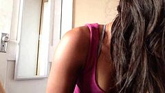 Ebony Amateur In Upskirt With Thigh Highs And Heels!