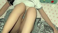 Skinny mexican student fucks another cute mexican student for the first time at home