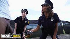Lucky Suspect Gets Tangled With Sexy Female Cops In Uniform