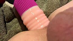 Boldly stretching my ass with machine for bigger fucking