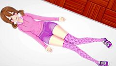 hermanastra in nurse outfit teases with pink socks and feet for fun