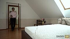 In daddy4k, after shower, girl gets pleasured by old man