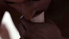 Black man eagerly sucks big white monster cock in gay blowjob scene