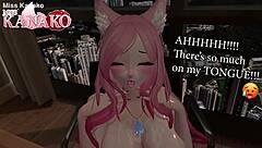 Teasing with giant cat girl tits for fun