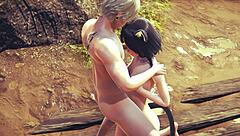 I watched this hentai uncensored 3d where kitty gets a boobjob and fucked with creampie in japanese asian manga anime game porn