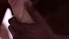 Black man eagerly sucks big white monster cock in gay blowjob scene