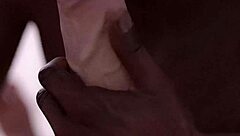 Black man eagerly sucks big white monster cock in gay blowjob scene