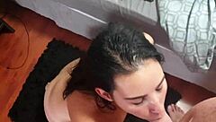 cheap whore eating a cum covered banana