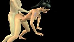 Animated 3D sex video of Indian girl fucked from behind by Japanese man then gives blowjob