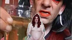 Bisexual Sissy Male Naked, Exposed, Taking Pee, Swallowing It