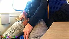 young guy jerks off on train. he squirts big cumshot.