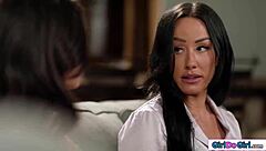 Stepdaughter feels intense pleasure from stepmom's strapon