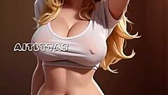 damn, ai-generated blonde beauty rides a massive cock with huge tits bouncing
