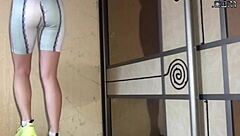 Cute Girl Demonstrates Her Elastic Shape On Camera.