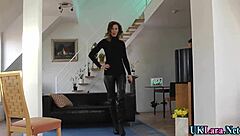 Whore In Stockings Rides Hard, Teasing With Masturbation