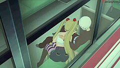 Airi Akizuki sucks cock on public bus in blonde hentai POV fantasy.