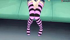 Airi Akizuki sucks cock on public bus in blonde hentai POV fantasy.