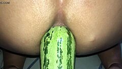 extreme anal stretching with zucchini in amateur session