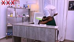 I saw naughty student get hot fuck on office desk.