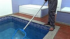 hot tranny giovana portylla fucks the pool boy and creampies his ass