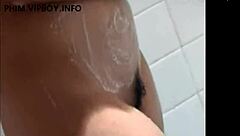 Hygienic Procedures In Shower With Long Hair Brunette