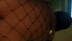 Ebony cowgirl rides in black style