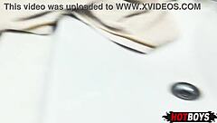 Games turn to handjob and anal assfucking with muscular bodybuilder in bedroom