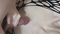 filling the fishnet with cum