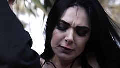 goth fucks and sucks monster cock outdoor