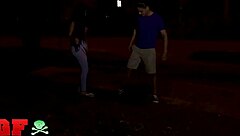 Shy Binky Beaz Swallows Leo's Hard Dick Outdoors