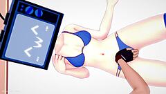 TV woman strips bikini for intense bed fuck.