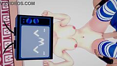 TV woman strips bikini for intense bed fuck.