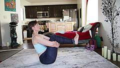 Intense yoga lesson with brunette babe