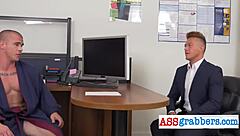 hunk in costume gets fucked at ceo's office