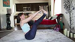 Intense yoga lesson with brunette babe