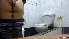 Tight Latin Ass Fucked Hard in Bathroom Anal Creampie