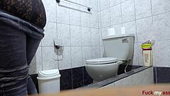 Tight Latin Ass Fucked Hard in Bathroom Anal Creampie