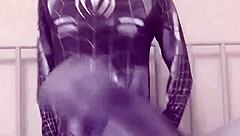 Sexy gay teen 18+ masturbates like spider-man
