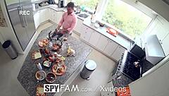 spyfam step sis fucked in the kitchen on thanksgiving