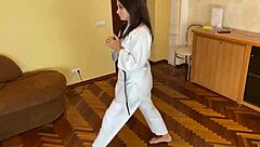 judo girl shrima malati gives femdom handjob with milk