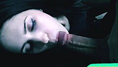 Beautiful brunette gets cum on face!