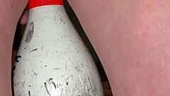 German milf squirts from bowling pin insertion