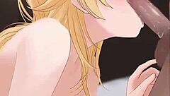 嘿，看这个可爱金发Hentai口交动画