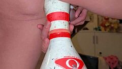 German milf squirts from bowling pin insertion