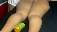 practicing a sensual massage on my pretty step sister with oiled big ass