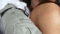 Couple fucks outdoors in medieval village